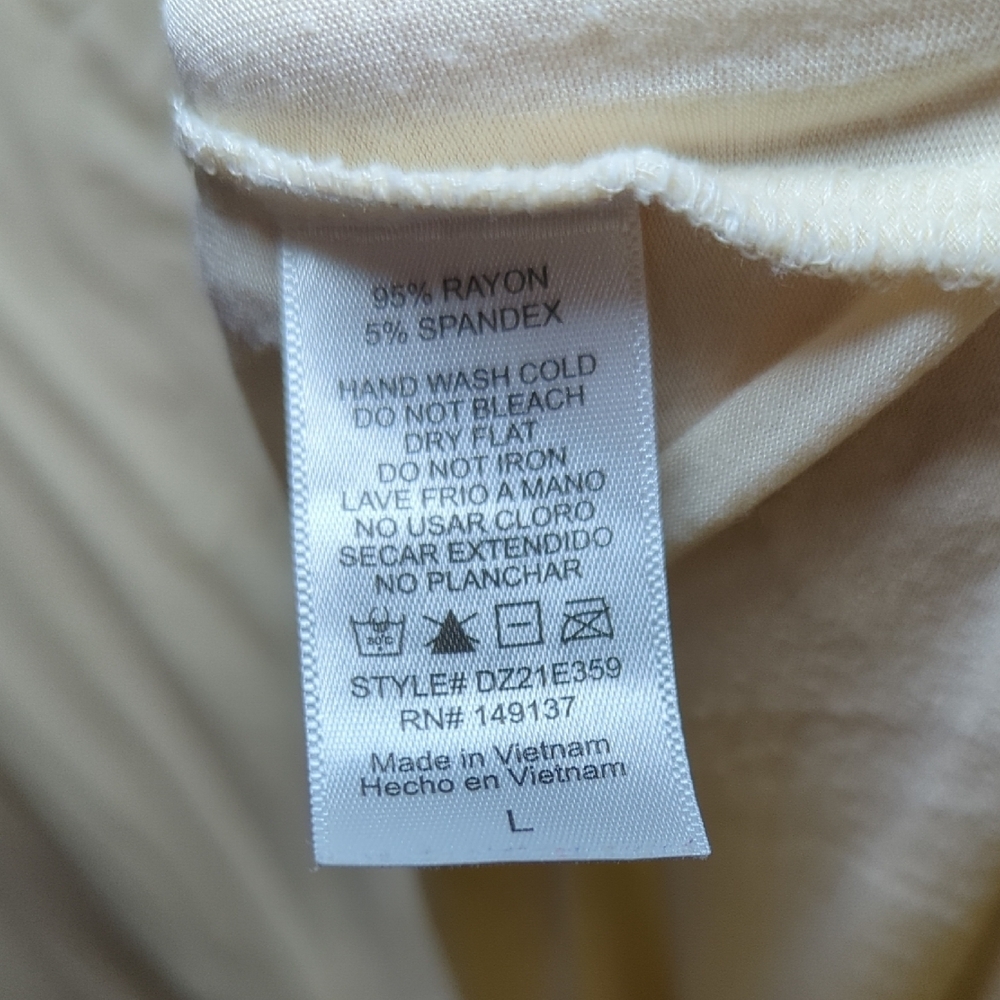 Double Zero Oversized T-shirt Cream Deep V-neck Women's Size Large - Picture 4 of 5